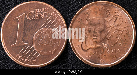 1 euro cent, Francia, 2015 Foto Stock