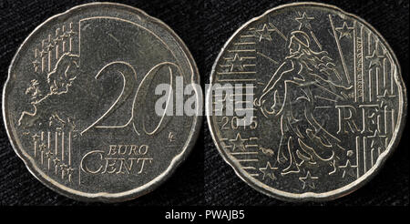 20 centesimi di euro moneta, Francia, 2015 Foto Stock