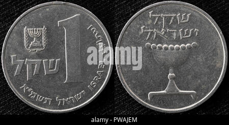 1 Shekel coin, ciotola, Israele, 1981 Foto Stock