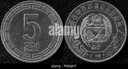 5 chon coin, Corea del Nord, 1959 Foto Stock