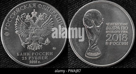 25 rubli coin, 2018 FIFA World Cup, Russia, 2018 Foto Stock