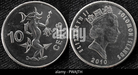 10 centesimi moneta, Isole Salomone, 2010 Foto Stock