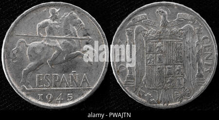 10 centimos Coin, Spagna, 1945 Foto Stock