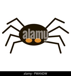 Scary big black spider isolato su bianco, isect velenoso Illustrazione Vettoriale