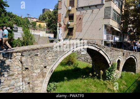 I conciatori Ponte Tirana Albania; Architettura Ottomanna Foto Stock