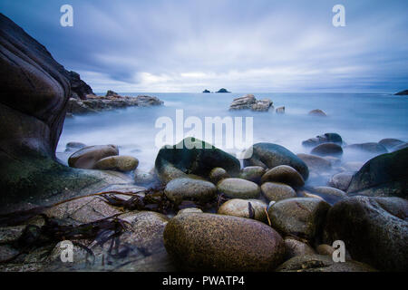 Porth Nanven spiaggia vicino San Giusto, Cornwall, Regno Unito Foto Stock