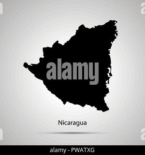 Nicaragua Mappa del paese, semplice silhouette nera Illustrazione Vettoriale