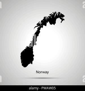 Norvegia Mappa del paese, semplice silhouette nera Illustrazione Vettoriale