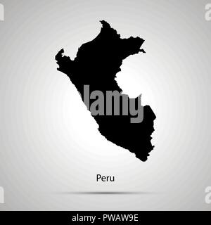 Paese Perù mappa, semplice silhouette nera Illustrazione Vettoriale