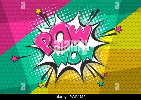 Pow pop art fumetto testo discorso bolla Illustrazione Vettoriale