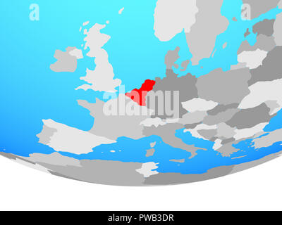Unione Benelux sulla semplice globo politico. 3D'illustrazione. Foto Stock