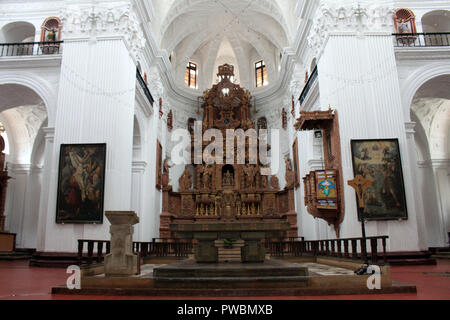 L interno della chiesa della Divina Provvidenza (San Gaetano) della vecchia Goa. Preso in India, Agosto 2018. Foto Stock