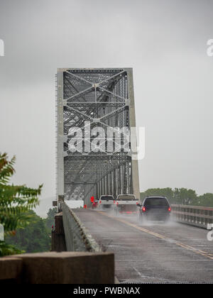 In acciaio originale ponte sul fiume Mississippi, Chester, Illinois Foto Stock