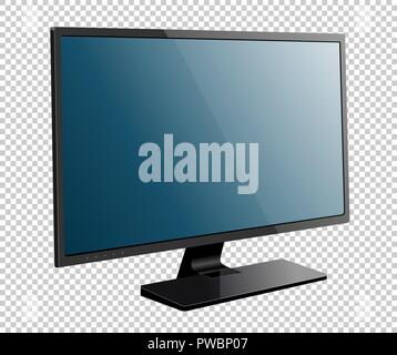 Realistici sullo schermo TV. Moderno ed elegante pannello LCD, tipo di led. Computer di grandi dimensioni display monitor mockup Illustrazione Vettoriale