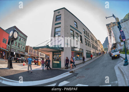Strade di Juneau, la città e il borgo di Juneau, la città capitale di Alaska, STATI UNITI D'AMERICA Foto Stock