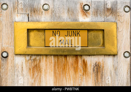No Junk Mail letter box segno REGNO UNITO Foto Stock