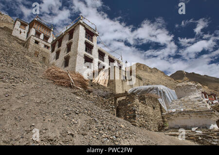 Ladakhi vecchie case del borgo di Hinju, Ladakh, India Foto Stock