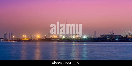 Tramonto a Dubai City View, Emirati Arabi Uniti Foto Stock