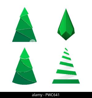 Set di libro verde di alberi di Natale. Scatola in cartone segno fir per decorazioni Illustrazione Vettoriale