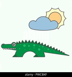 Crocodile stile cartoon, vettore arte per bambini Illustrazione Vettoriale