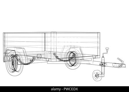Rimorchio aperto sketch. Vettore Illustrazione Vettoriale