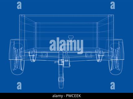 Rimorchio aperto sketch. Vettore Illustrazione Vettoriale