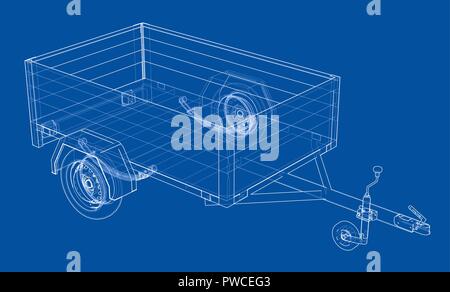 Rimorchio aperto sketch. Vettore Illustrazione Vettoriale
