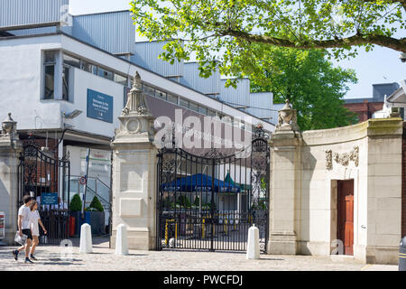 Cancello di ingresso a Lord's Cricket Ground e Lord's Tavern, St John's Wood Road, City of Westminster, Greater London, England, Regno Unito Foto Stock