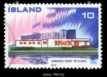 Con timbro postale timbro dall'Islanda nel Norden 1973 - Casa del Nord serie rilasciato in 1973 Foto Stock