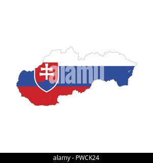 La Slovacchia paese silhouette con bandiera su sfondo bianco su Illustrazione Vettoriale