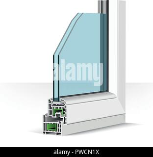 3d plastica profilo della finestra. Illustrazione Vettoriale su bianco Illustrazione Vettoriale