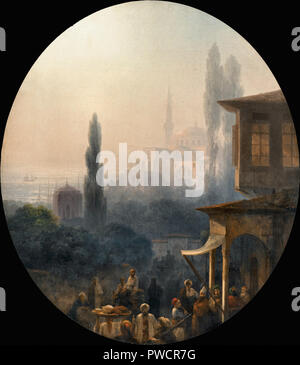 Aivazovsky Ivan Constantinovich - una scena di mercato a Costantinopoli con la Hagia Sophia al di là Foto Stock