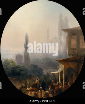 Aivazovsky Ivan Constantinovich - Scena del mercato a Costantinopoli con la Hagia Sophia al di là Foto Stock