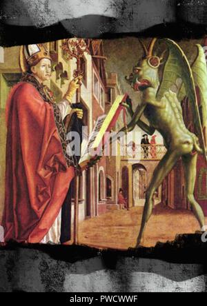 Illustrazione Vintage raffiguranti demoni e inferno Foto Stock
