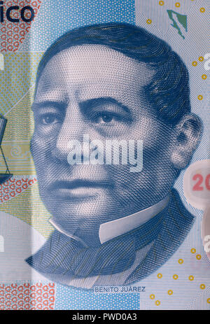 Ritratto di Benito Juarez dalla banconota, 2013 Foto Stock
