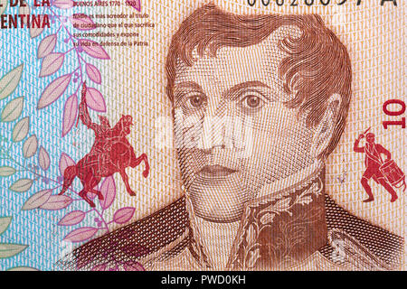 Ritratto di Manuel Belgrano da 10 pesos banconota, Argentina Foto Stock