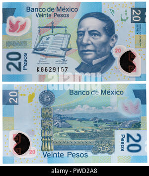 20 pesos banconota, Benito Juarez, Messico, 2013 Foto Stock