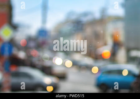 Inverno blur. Sfocata foto di sfondo. Cityscape bokeh di fondo Foto Stock