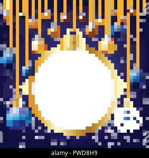 Felice anno nuovo Natale nevicava sfera background, casella di immissione testo,sfondo blu Illustrazione Vettoriale