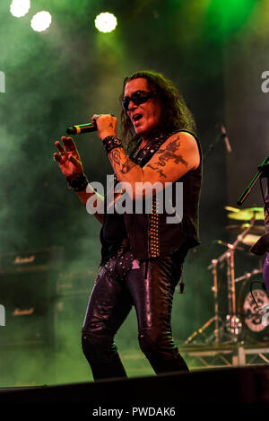 Settembre 29, 2018 Las Vegas, Nevada, la band Ratt svolge un concerto gratuito presso il Las Vegas Fremont Street Experience. Foto Stock