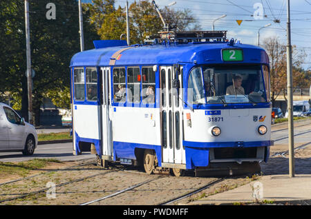 Tramvia a Riga, Lettonia Foto Stock