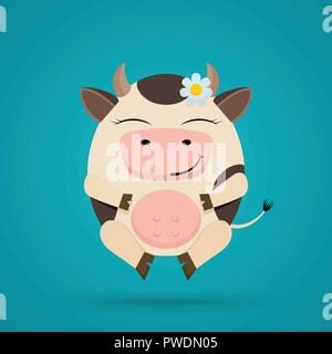 Vector cartoon illustrazione di divertente a forma di uovo mucca sorridente Illustrazione Vettoriale