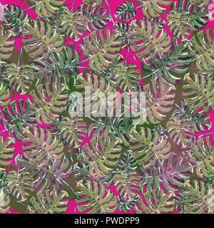 Vector seamless pattern con monstera foglie di pianta Illustrazione Vettoriale