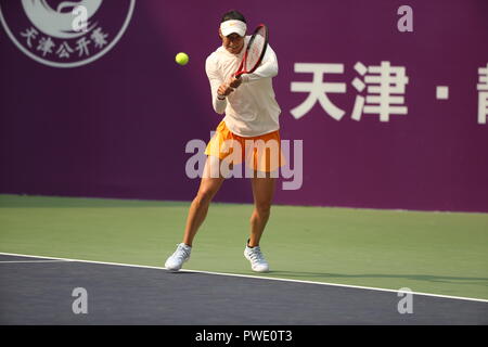 Tianjin, Tianjin, Cina. 15 ottobre, 2018. Tianjin, Cina-tennis francese player Caroline Garcia sconfigge Su-Wei Hsieh 2-0 a 2018 WTA Tianjin aperto in nord ChinaÃ¢â'¬â"¢s Tianjin. Credito: SIPA Asia/ZUMA filo/Alamy Live News Foto Stock