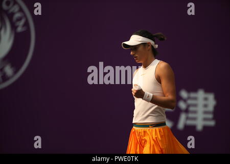 Tianjin, Tianjin, Cina. 15 ottobre, 2018. Tianjin, Cina-tennis francese player Caroline Garcia sconfigge Su-Wei Hsieh 2-0 a 2018 WTA Tianjin aperto in nord ChinaÃ¢â'¬â"¢s Tianjin. Credito: SIPA Asia/ZUMA filo/Alamy Live News Foto Stock