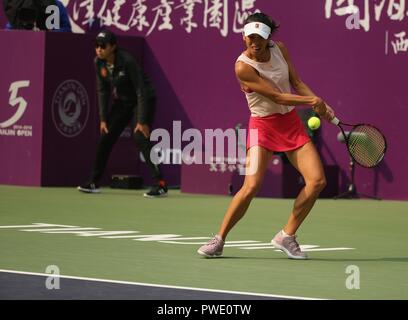 Tianjin, Tianjin, Cina. 15 ottobre, 2018. Tianjin, Cina-tennis francese player Caroline Garcia sconfigge Su-Wei Hsieh 2-0 a 2018 WTA Tianjin aperto in nord ChinaÃ¢â'¬â"¢s Tianjin. Credito: SIPA Asia/ZUMA filo/Alamy Live News Foto Stock