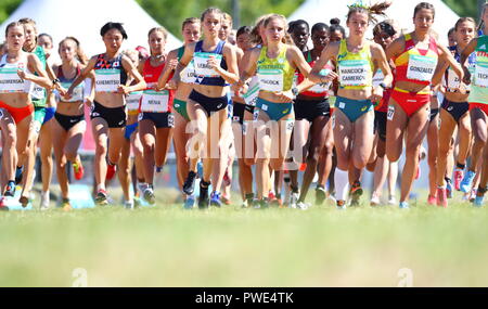 Buenos Aires, Argentina. 15 ottobre, 2018. Vista generale di Atletica leggera : donna Cross Country definitivi nel corso Buenos Aires 2018 Olimpiadi della Gioventù alla gioventù Olympic Park a Buenos Aires in Argentina . Credito: Naoki Nishimura AFLO/sport/Alamy Live News Foto Stock