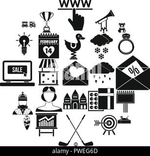 Standard icons set, simple style Illustrazione Vettoriale