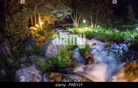 Mountain river in High Tatras, Slovakia at night Foto Stock