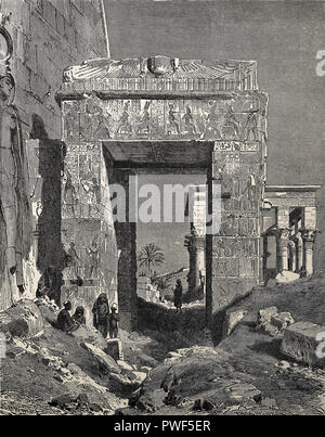 Rovine del tempio di Iside di Philae, Egitto. Xix secolo. La base in un acquerello di Carl Werner (1808-1894). Incisione intorno al 1865. Foto Stock